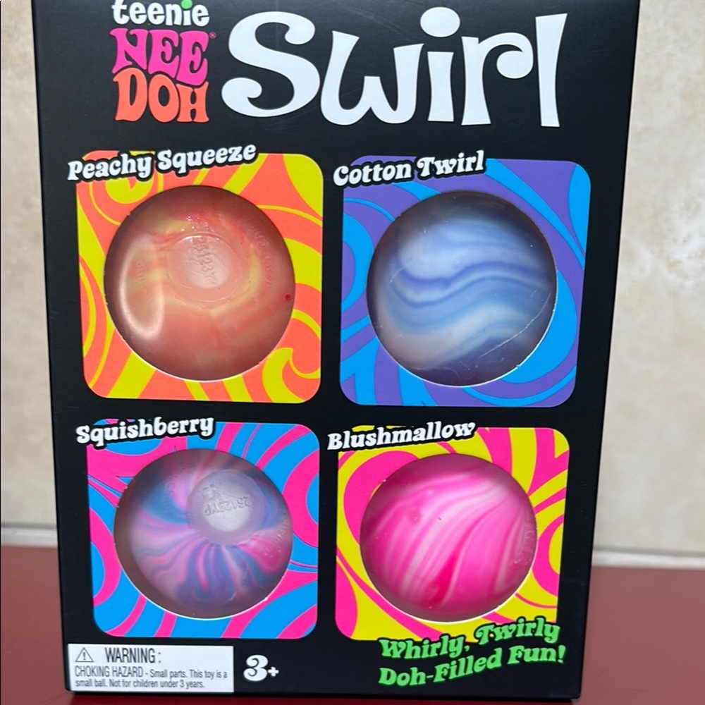 Teenie Nee Doh Swirl 4-Pack Swirl Squeeze Balls - Peachy, Blue, Purple, Pink